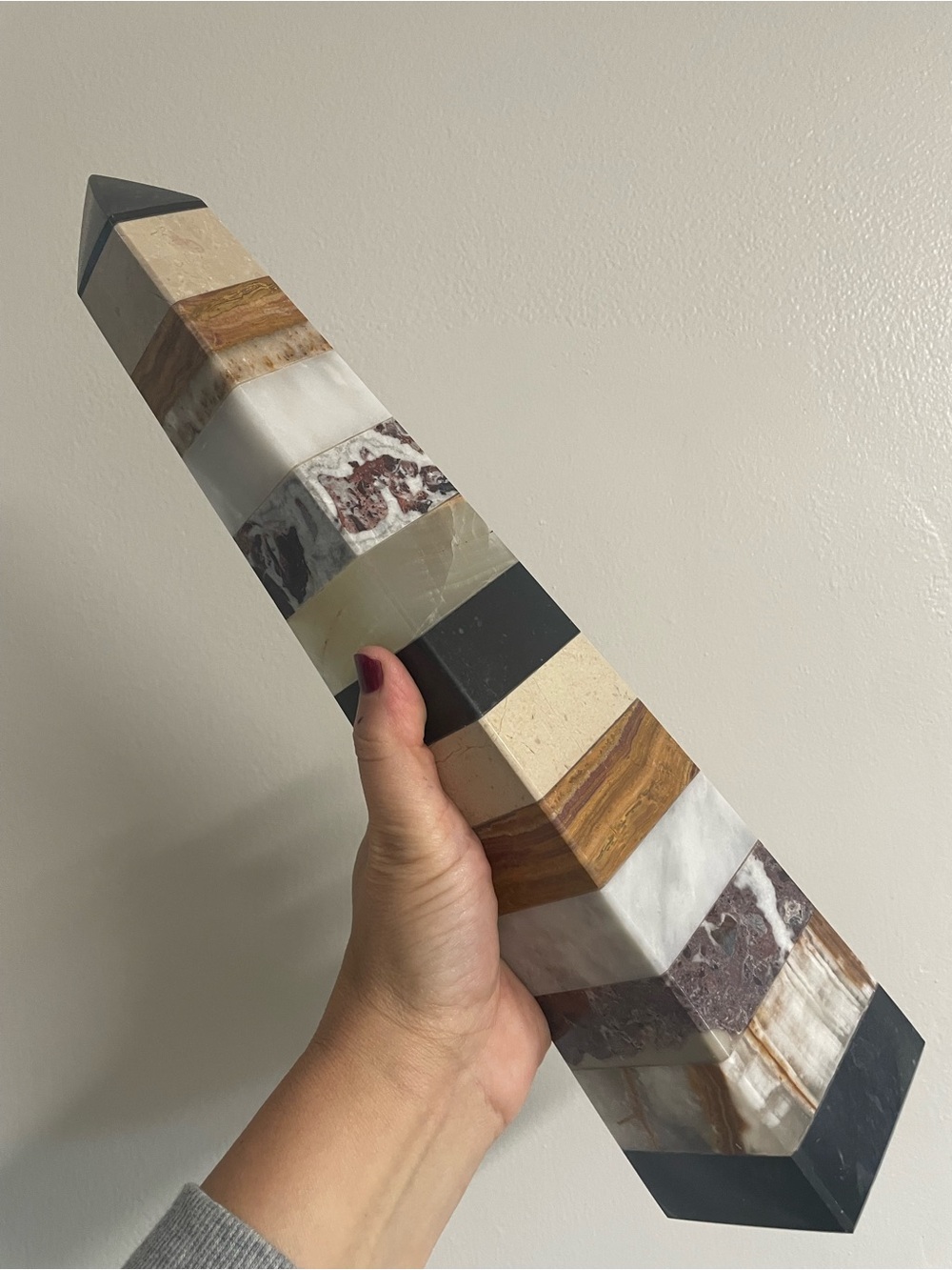Striped Multi-Stone Obelisk - Neutral Tones. Massive over 6 pounds